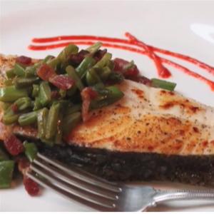 Seared Halibut with Bacon and Bean Relish_image