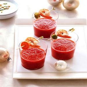 Bloody Mary Soup Shots with Shrimp and Pickled Vegetables Recipe | Epicurious.com_image