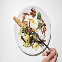 Warm Chanterelle Salad with Speck and Poached Eggs image
