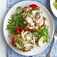 Chilli-stuffed peppers with feta topping image