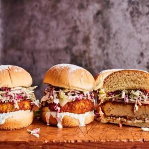 Hot Chickpea Sandwiches with Radicchio Ranch Slaw image