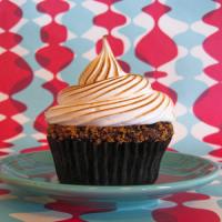 Chocolate Graham Cracker Cupcakes with Toasted Marshmallow image