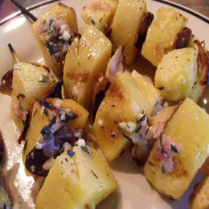 Grilled Polenta Skewers With Butter Basted Mushrooms_image