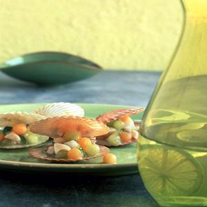Bay-Scallop Ceviche with Melon Pearls image