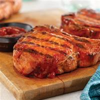 Grilled Ribeye (Rib) Pork Chops with Easy Spicy BBQ Sauce_image
