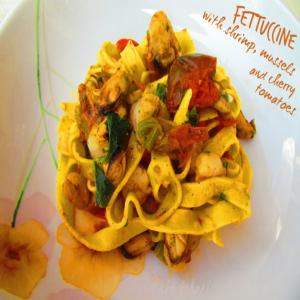 Fettuccine With Shrimp, Mussels and Cherry Tomatoes_image