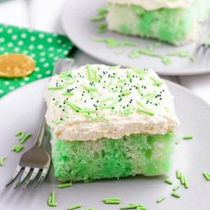 Lime jello poke cake recipe - St. Patricks Day poke cake_image