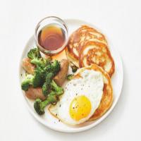 Teriyaki Pancakes with Broccoli, Sausage and Fried Eggs_image