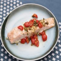 Salmon with Tomatoes and Capers in Foil image