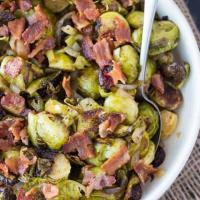 Roasted Brussel Sprouts with Cranberries & Bacon_image