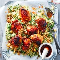 Harissa sticky chicken with couscous image