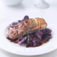 Pan-Seared Salmon Over Red Cabbage and Onions with Merlot Gastrique_image