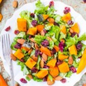 Roasted Winter Squash, Cranberry, and Almond Salad with Lemon Dijon Balsamic Vinaigrette (vegan, gluten-free, soy-free)_image
