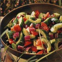Tomato, Cucumber and Red Onion Salad with Mint image