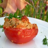Roasted Tomatoes With Garlic, Gorgonzola and Herbs_image