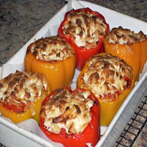 Stuffed Peppers With Tofu and Seasoned Wild Rice (Dairy Free) image
