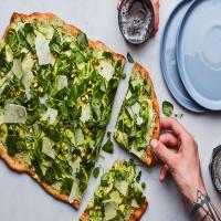 White Pizza with Shaved Vegetables and Pesto image