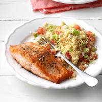 Salmon with Tomato-Goat Cheese Couscous image