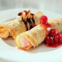 Swedish Pancakes with Cherry Cream Cheese and Chocolate-Banana Fillings image