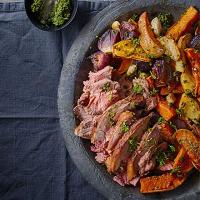 Moroccan roast lamb with roasted roots & coriander_image