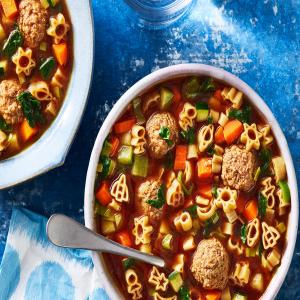 Spinach and Meatball Soup With Outer Space Pasta_image