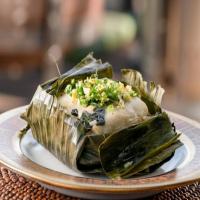 Banana Leaf Wrapped Bass with Scallion-Ginger Fried Rice image