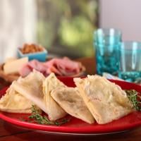 Buckwheat Crepes with Ham, Gruyere and Caramelized Onions image