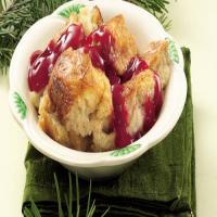 White Chocolate Bread Pudding with Red Berry Sauce_image