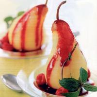 Quick Poached Pears with Ruby-Red Raspberry Sauce_image