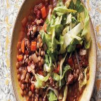 Spicy-Sausage and Lentil Stew With Escarole Salad_image