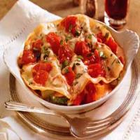 Roasted Vegetable and Prosciutto Lasagna with Alfredo Sauce_image