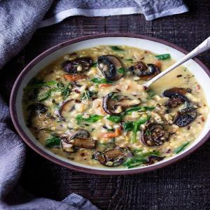 Instant Pot Wild Rice Soup w/ Spinach & Mushrooms_image