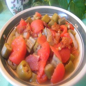 Southern Okra and Tomatoes With Bits of Bacon image