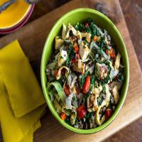 Stir-Fried Rice and Black Quinoa With Cabbage, Red Pepper and Greens_image
