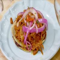Shredded Pork and Bean Panuchos with Pickled Habanero and Onions (Cochinita Pibil) image