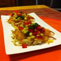 Lemony Shrimp and Potato Cakes With Tricolor Salsa_image