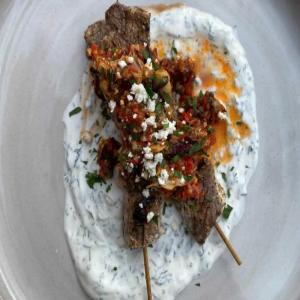 Yogurt-Marinated Beef Kebabs with Calabrian Chile Tapenade image