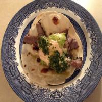 Grilled Steak Tacos With Chipotle Cream and Chimichurri image