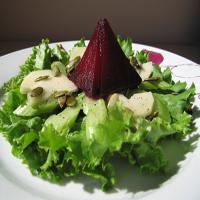 Roasted Beet, Pistachio and Pear Salad image