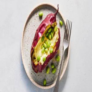 Baked Sweet Potatoes with Edamame and Ginger Labneh_image