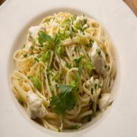 Spicy Crab Linguine with Mustard, Crème Fraîche and Herbs image