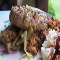 Pork Chops With Stuffing and Green Beans image
