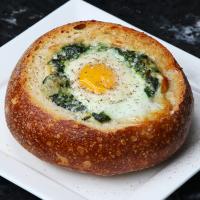 Creamed Spinach And Egg Bread Bowl Recipe by Tasty image