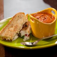 Roasted Red Pepper and Tomato Soup with Smoky Caprese Panini image