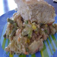 Pot Pie Casserole With a Biscuit Topping._image