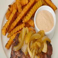 Grilled Hamburger Steaks and Onions_image