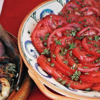Tomato Salad with Shallot Vinaigrette, Capers, and Basil_image