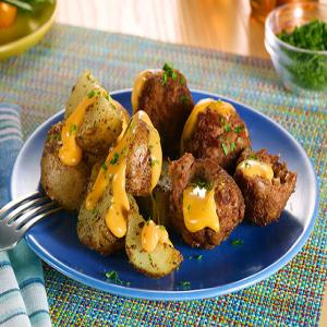 VELVEETA® Slow-Cooker Cheesy Stuffed Meatballs & Potatoes_image