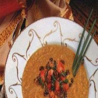 Lentil Soup with Mustard Oil and Tomato-Chive Topping_image