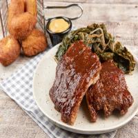 Sous-Vide Southern Baby Back Ribs With Hush Puppies and Collard Greens_image